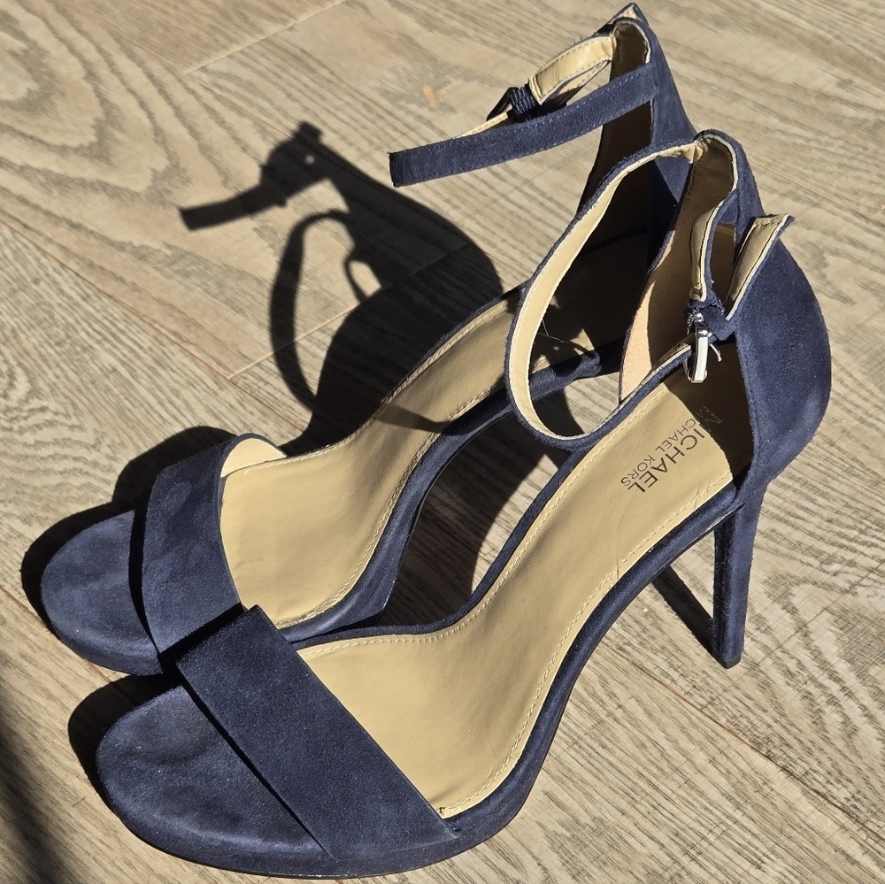 Michael Kors | 'Hutton' Dark Blue Suede Sandals, Size 8.5 - Picture 2 of 9